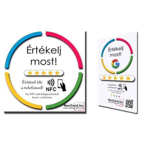 4 - Google értékelésgyűjtő NFC tábla + NFC kártya QR kóddal és ajándék nyakbaakasztóval