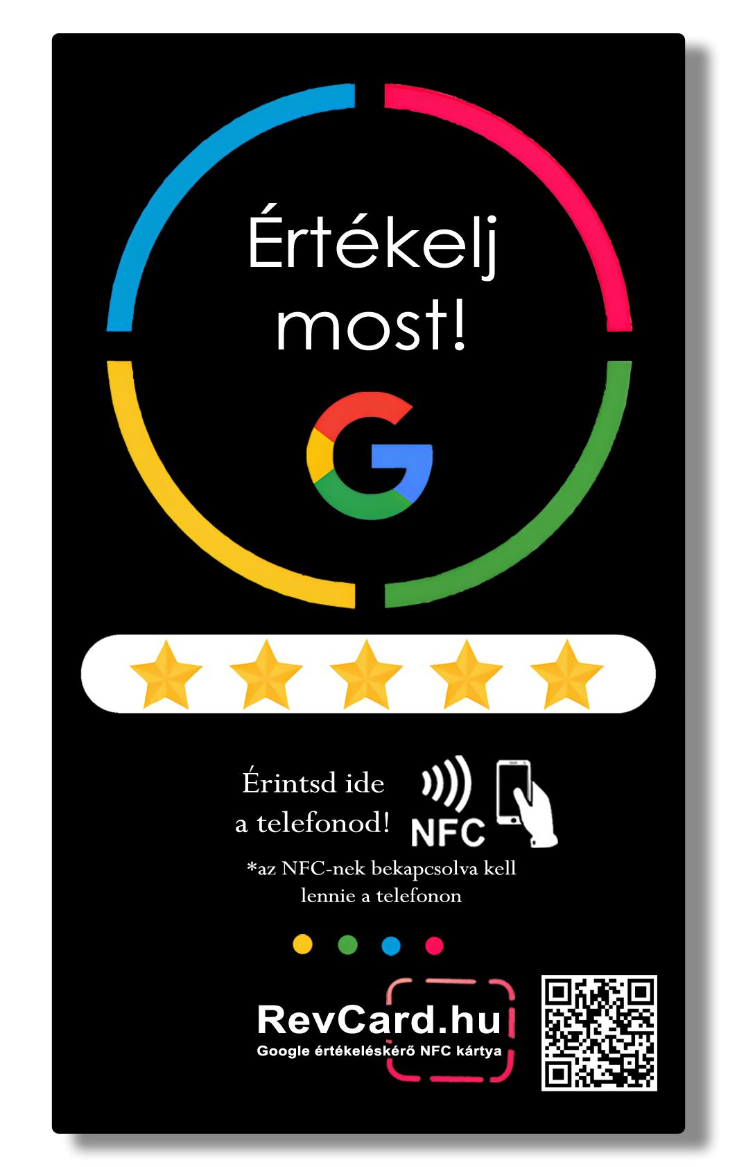 NFC Google értékelésgyűjtő kártya - fekete