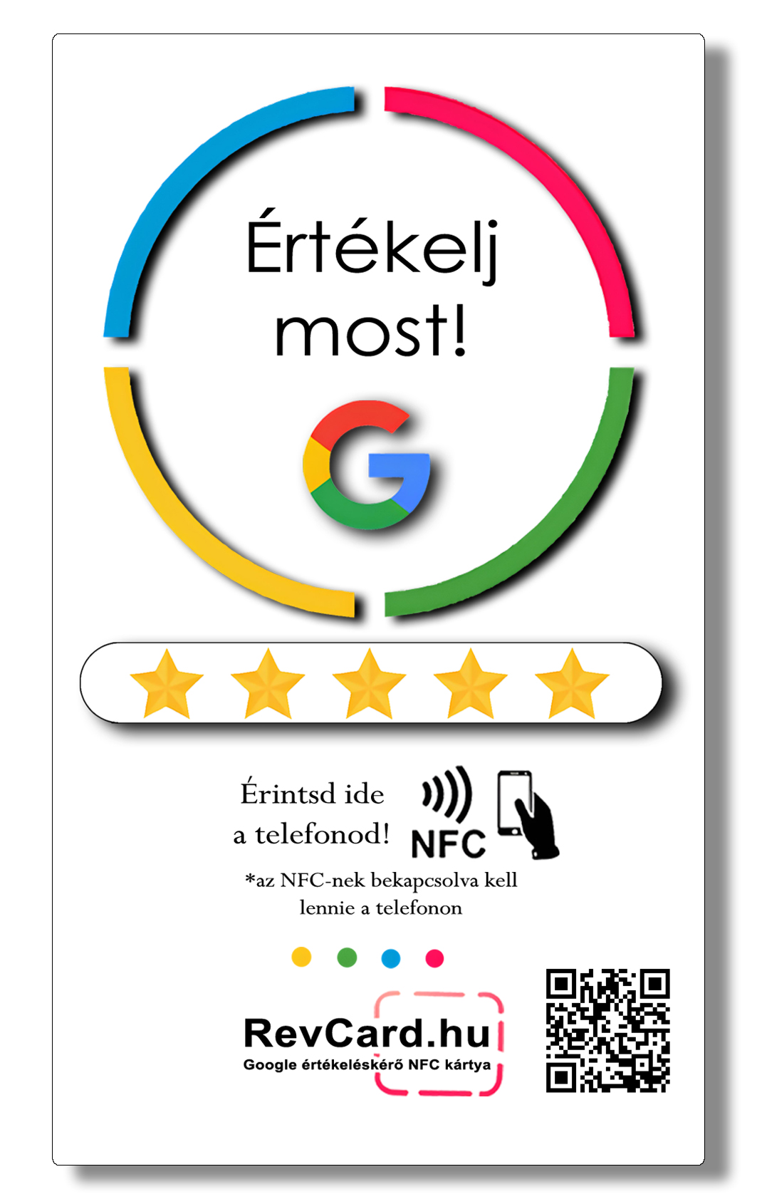 NFC Google értékelésgyűjtő kártya - fehér