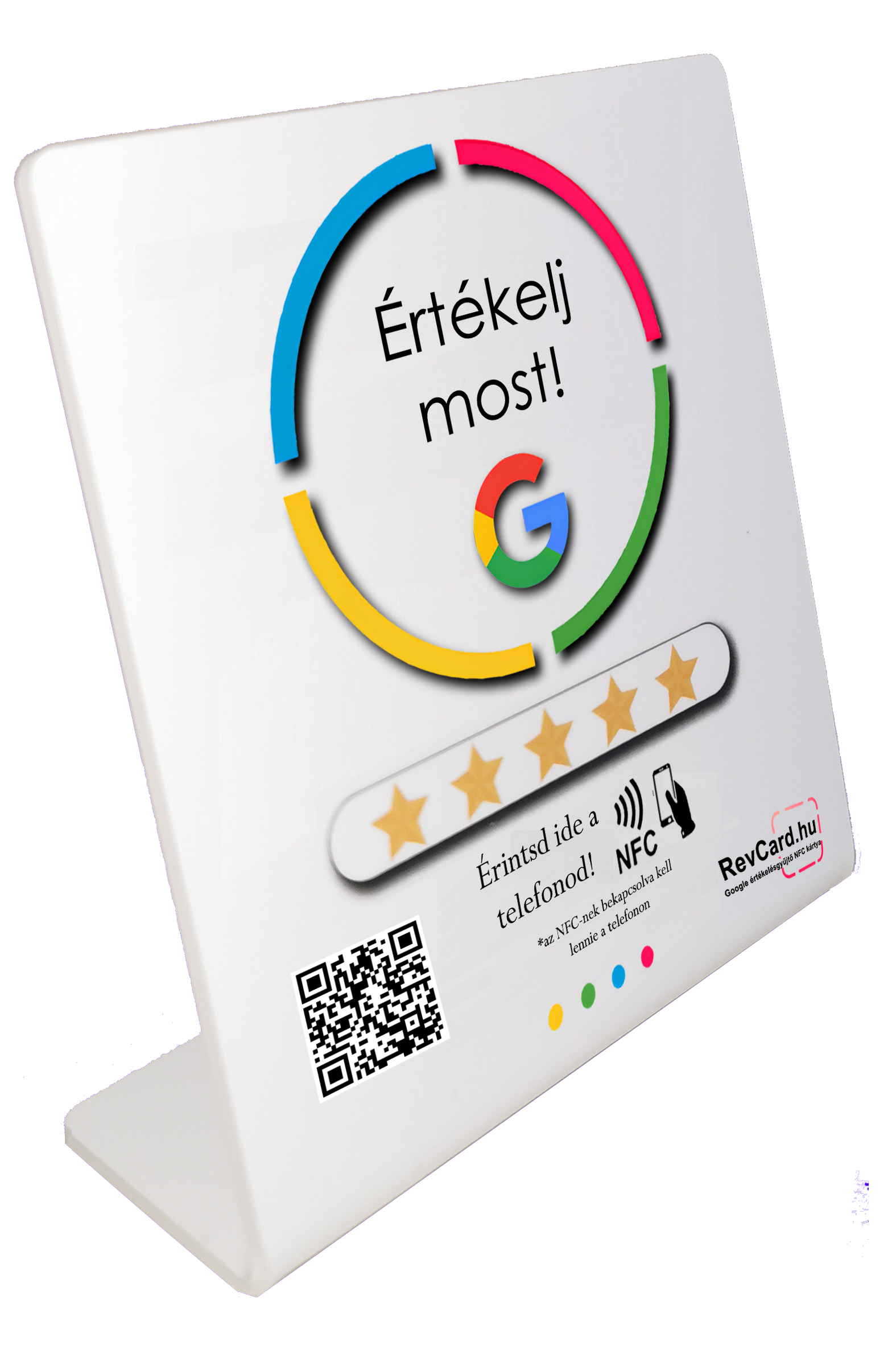 NFC Google értékelésgyűjtő állvány - fehér
