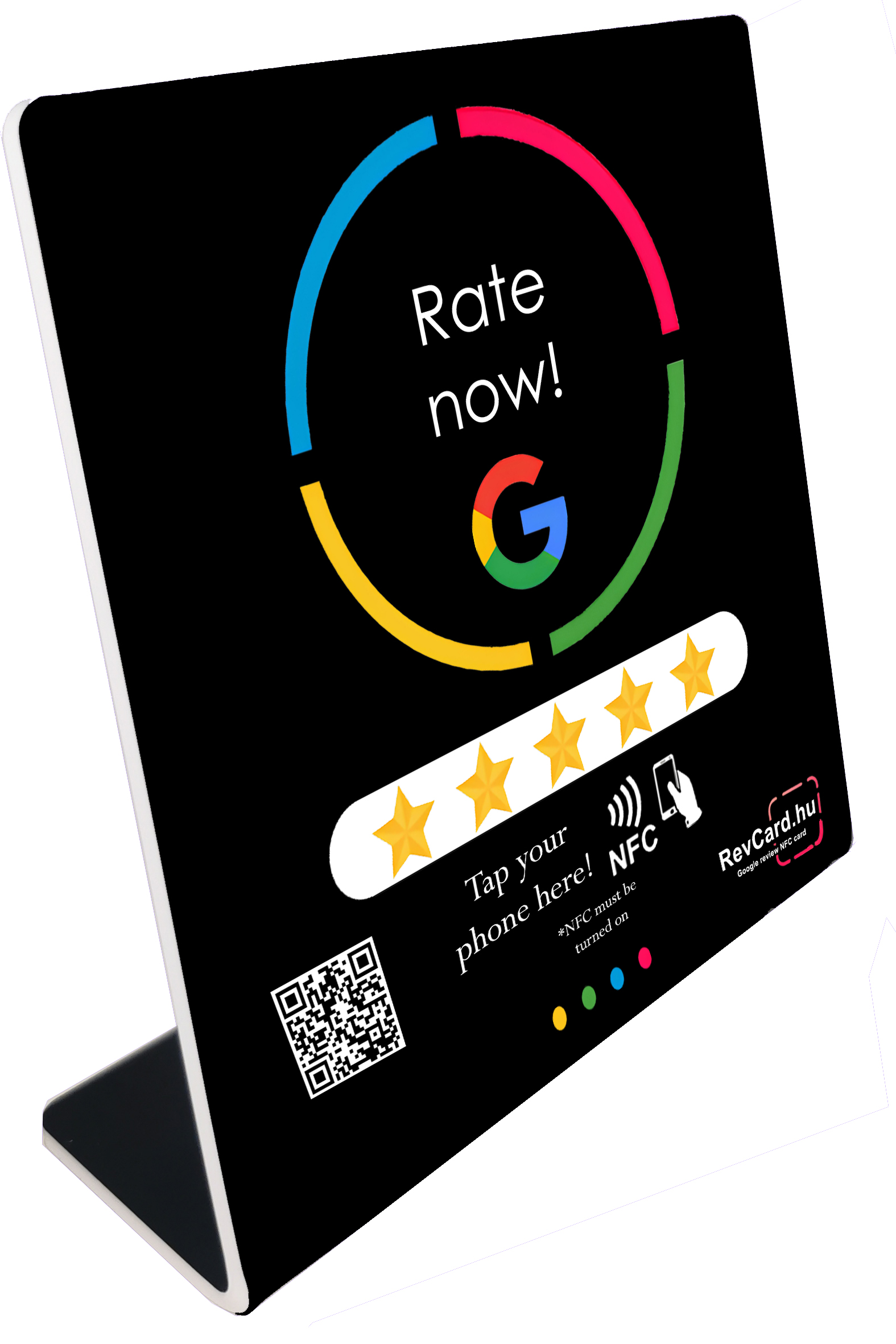 NFC Google értékelésgyűjtő állvány - fekete angol
